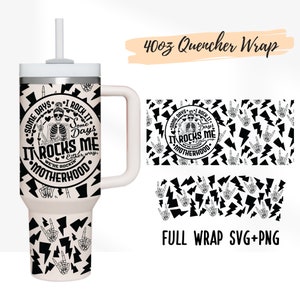 Skull Rocking Motherhood 40oz Tumbler Wrap SVG PNG