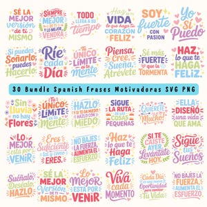 30 Bundle Frases Biblicas Svg | Spanish Motivational Quotes SVG PNG Inspirational Frases Cristianas | Spanish Saying Digital Download