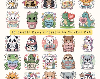 Kawaii Pastel Sticker Bundle: Funny Sarcastic Pun Quotes (PNG Digital Download)