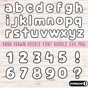 Fuente Doodle en formato SVG / Fuente manuscrita en formato SVG / Fuente de contorno en formato SVG / Letras Doodle en formato SVG / Fuentes transparentes / Alfabeto digital rellenable