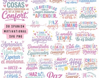 30 Spanish Motivational Quotes SVG Bundle: Inspirational Frases (Digital Download)