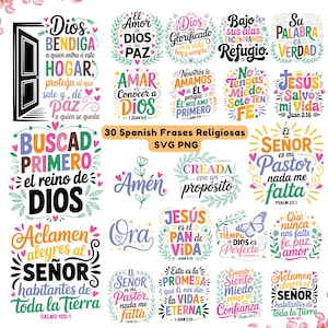 30 Spanish Frases Religiosas Bible Verse SVG Bundle: Inspirational Christian (Digital Download)
