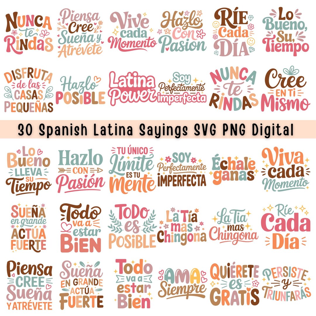 Bundle de Frases en Español – 30 Diseños Motivacionales y Divertidos ...