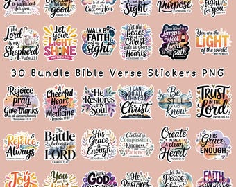 30 Watercolor Bible Verse Digital Stickers (Digital Download)