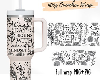 Kwiatowy cytat Stanley 40-uncjowy papier do pakowania na kubek: Boho SVG PNG (pobieranie cyfrowe)