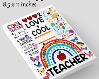 Teacher Affirmations Notebook Cover: Rainbow Design (Digital Download)