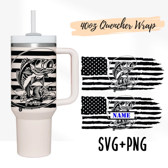 4 Designs 40oz Quencher Stanley wrap Tumbler American Flag Hunting Fishing Lover SVG |Camping Wild Life 40 oz SVG Cricut Silhouette Template