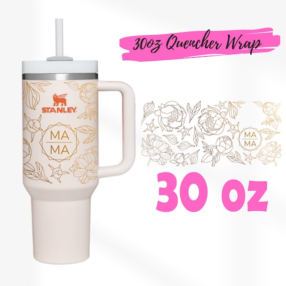 Floral Stanley 30 Oz Quencher 2.0 Magnolia Floral Full Wrap Engraved Stanley  Quencher H2.0 Water Bottle Gift for Her 