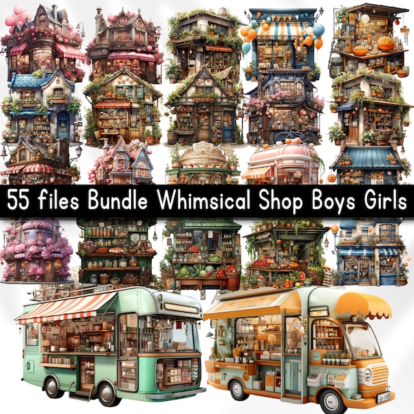 55 files Bundle Whimsical Decor Mixed Media Shop Boys Girls for DIY Craft Graphics | Quirky Clipart Gift for Birthday PNG | Commercial Use