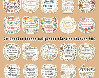 Stickers versets bibliques espagnols : citations florales chrétiennes PNG (téléchargement numérique)