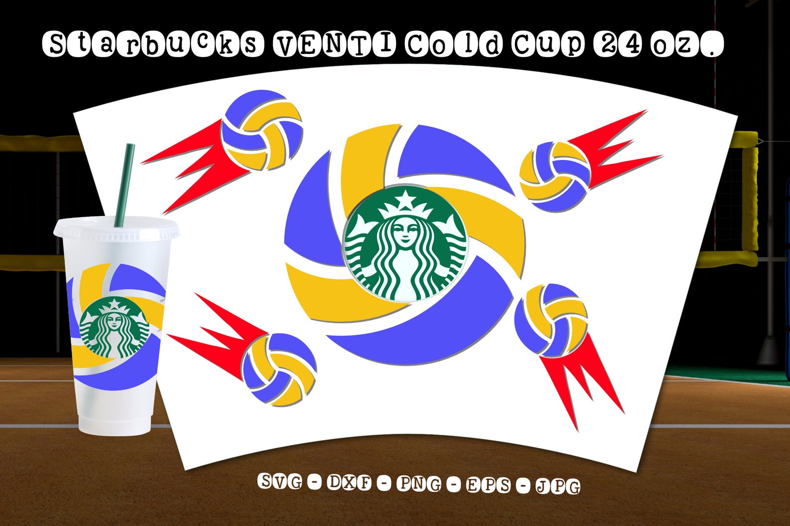 Volleyball Starbucks cup SVG Volleyball Svg Starbuck cup Etsy