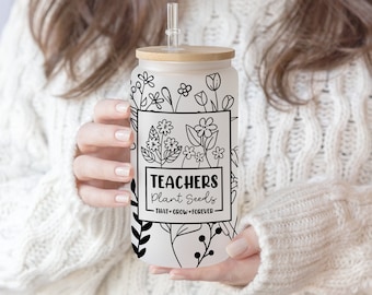 Teacher Appreciation Libbey Glass Can Tumbler Sublimation Design (PNG SVG)