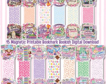 15 Magnetic Bookmarks Bookish Quotes Printable PNG | Book Lover Gift Cricut Sublimation (Digital Download)