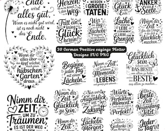 German Sayings SVG Bundle: Dandelion Positive Quotes (Digital Download)