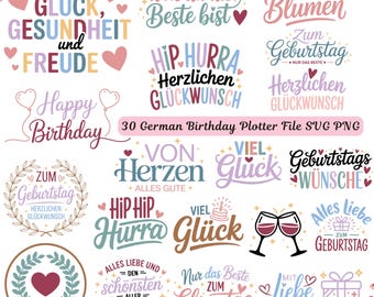 German Birthday Lettering SVG Bundle: Happy Birthday  (Digital Download)
