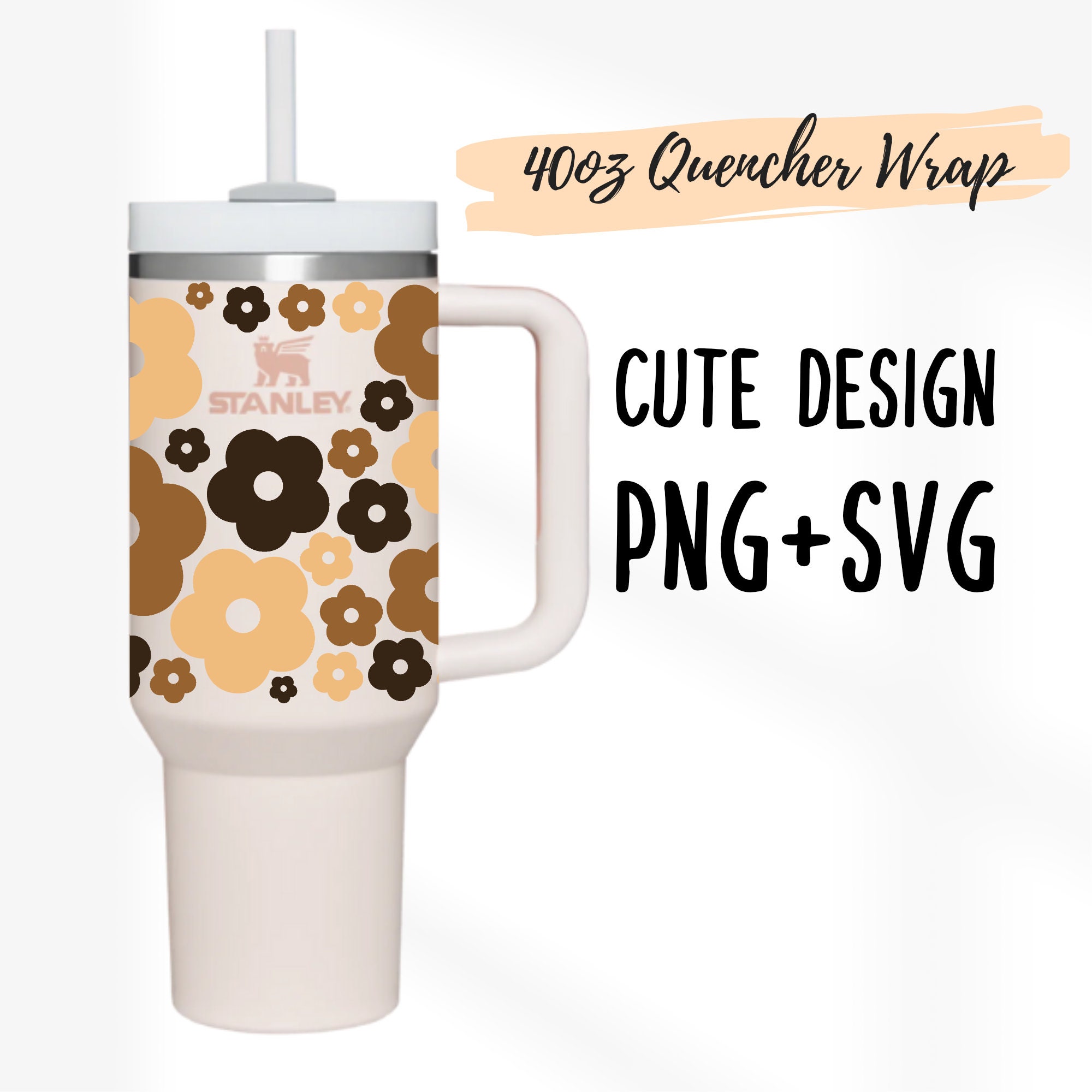 2 Designs 40oz Quencher Stanley Tumbler Wrap Tumbler Boho Flower