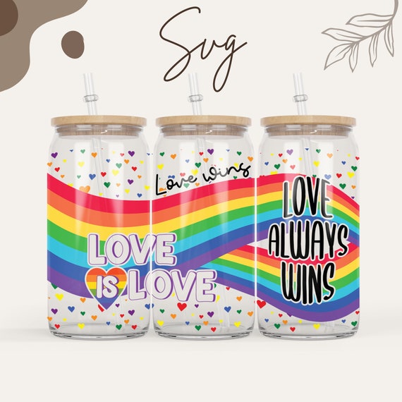 3 Files 16 Oz Libbey Glass Can Sublimation Design Rainbow Etsy