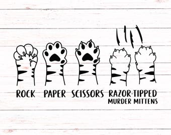 Funny Cat Paw SVG: Rock Paper Scissors Clipart (Digital Download)
