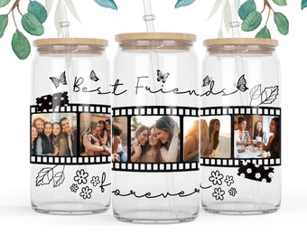 Best Friends Photo Frosted Beer Glass Can, Friendship Gift (Digital Download)