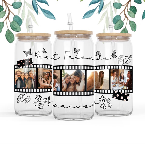 16 oz Libbey Beer Glass Can Frosted glass Best Friends forever Friendship , 5 Friendship Photo gift for best freinds png Digital download