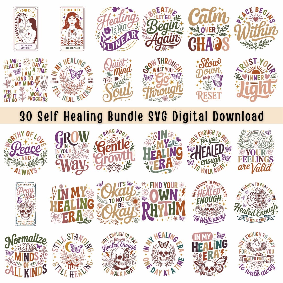 30 Healing Mental Health SVG Bundle ( Digital Download) - Etsy