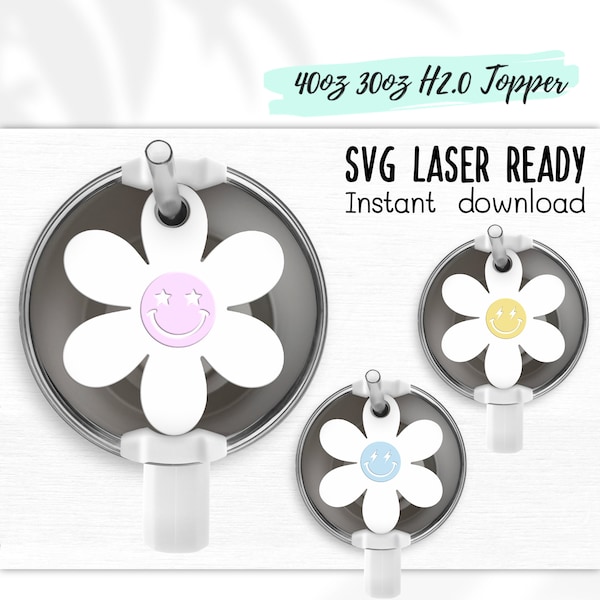 20oz 30oz 40oz Stanley Topper SVG | Flower Name Plate SVG | Laser Ready |  Digital Download | H2.0 Topper | Glowforge