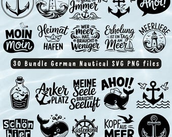 Nautical German Sea Quotes SVG Bundle: Lighthouse, Anchor (Digital Download