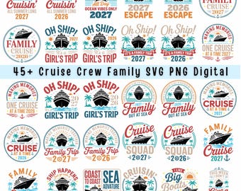 45+ Cruise Family 2026 SVG Bundle | Vacation Shirts, Birthday Designs (Digital Download)