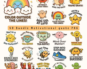 Funny Sarcastic Sticker Bundle: Quirky Cartoon Clipart (Digital Download PNG)