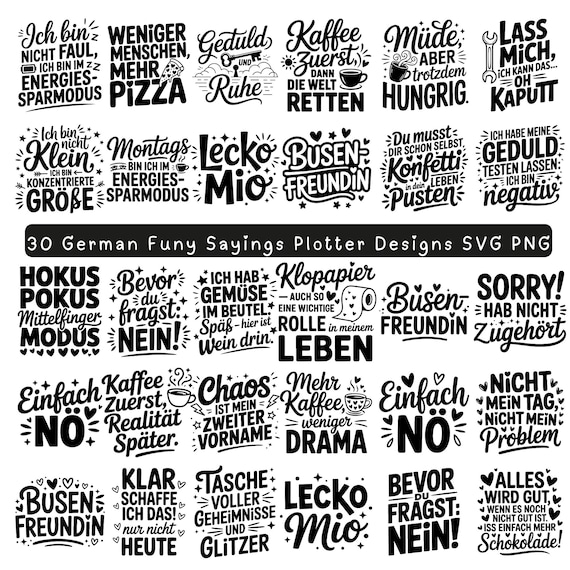 German Sayings SVG Bundle: Funny Bag Quotes, Cricut & Silhouette (Digital Download