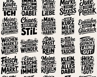 German Bag Sayings SVG Bundle | 30 Tote Bag Quotes Plotterdatei | Taschensprüche Einkaufen Jutebeutel Spruch | Cricut DXF PNG