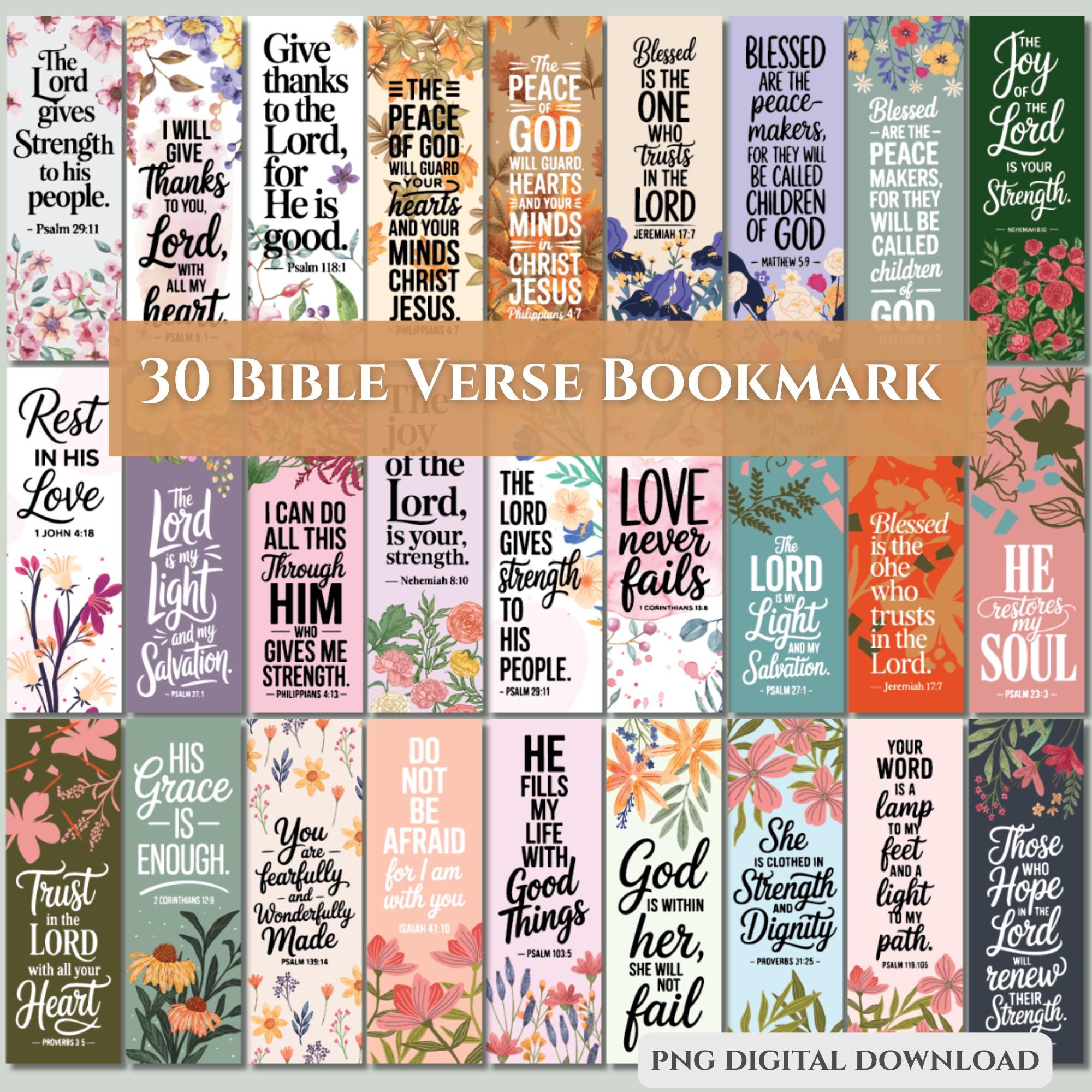 30 Christian Bookmarks Bundle | Bible Verse Religious Bookmark (digital ...
