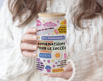 Affirmations Libbey Glass Can: Positive Self-Love Design (PNG File)