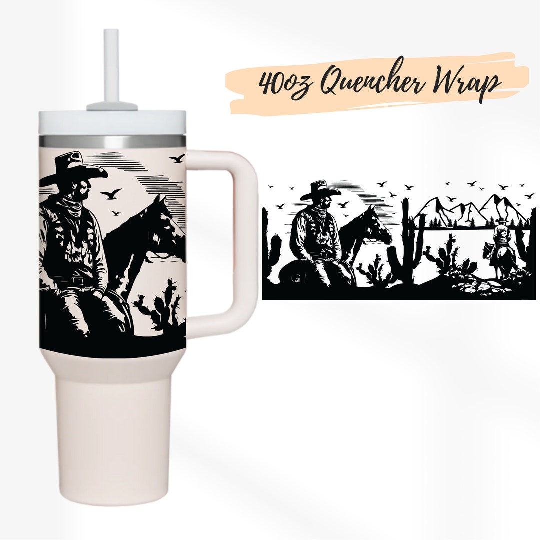 2 Designs 40oz Quencher Stanley Tumbler Wrap Cowboy Svg, Horse Svg ...