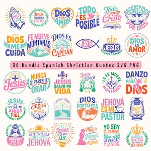 Spanish Bible Quotes SVG Bundle: Inspirational Christian Phrases (Digital Download