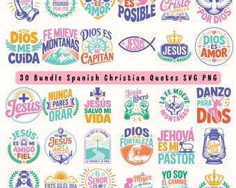 Spanish Bible Quotes SVG Bundle: Inspirational Christian Phrases (Digital Download
