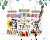 16 oz Libbey Glass Can Tumbler Sublimation Design Teacher Sunflower ,Coffee Teacher Rainbow Gift for teacher,Teacher,gift for mom,mother day