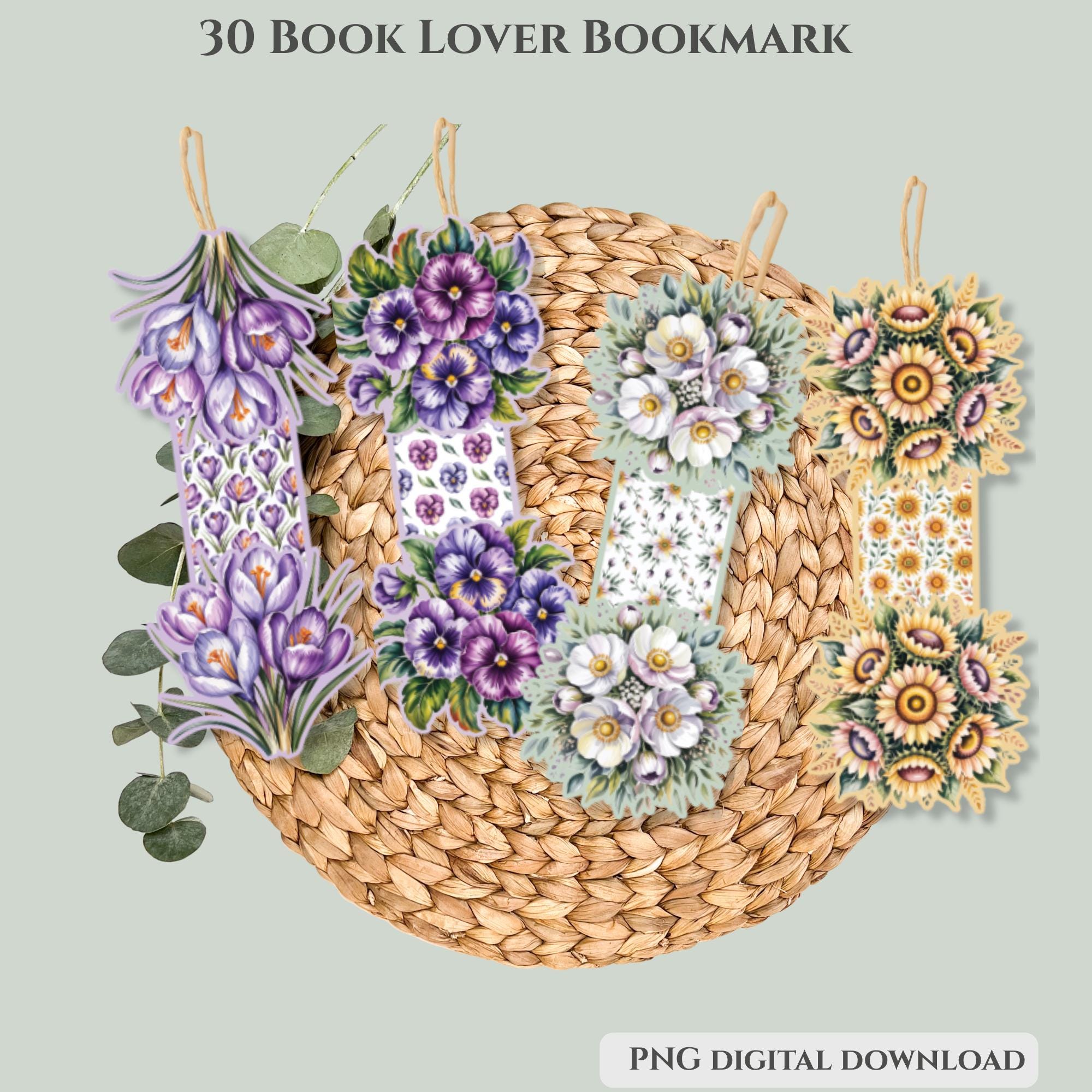 30 Flower Bookmarks Bundle | Magnetic Bookmark (digital Download) - Etsy