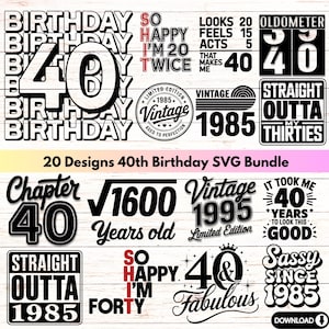 Lot rétro 40e anniversaire SVG : modèles de 1985 (téléchargement numérique)