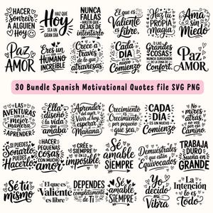 30 Bundle Spanish Motivational Quotes SVG PNG Bundle Inspirational Frases | Frases Cristianas | Spanish Saying Digital Download Svg Png
