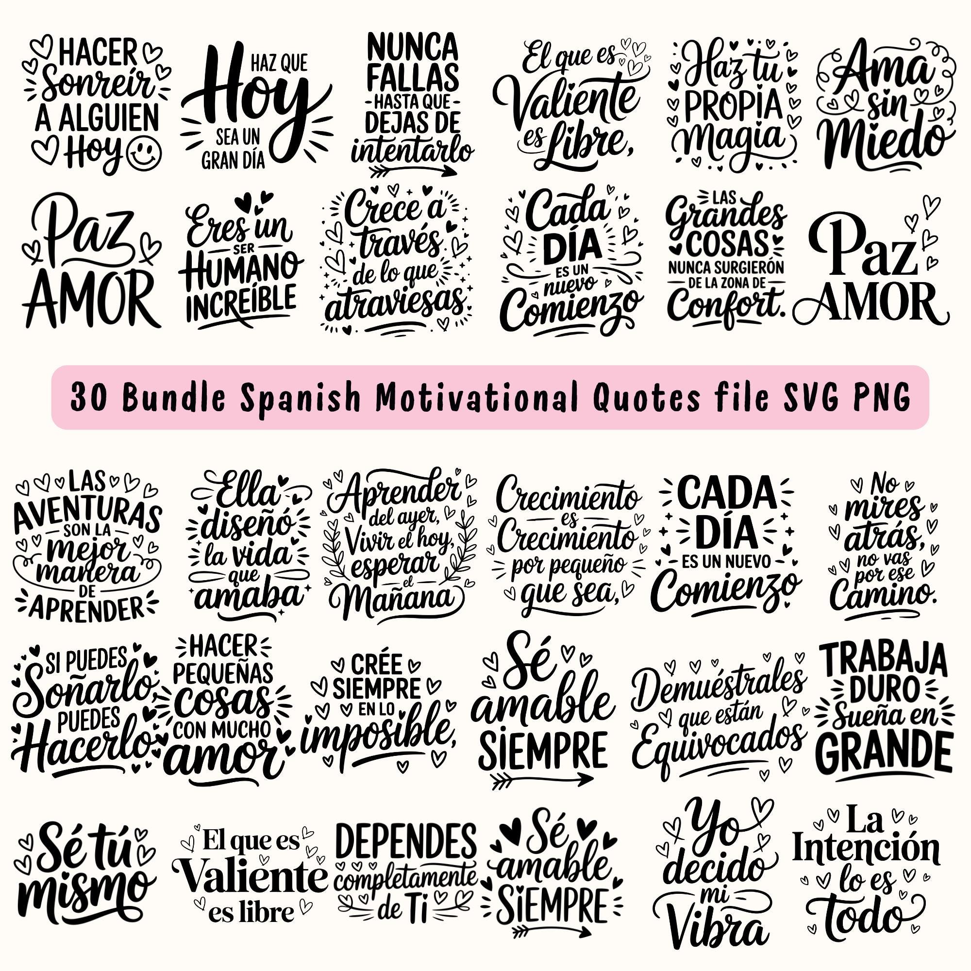 Frases Inspiradoras SVG PNG Bundle Citas Positivas Motivacionales Instant  Digital Download Svg Png - Etsy México, image size:2000x2000