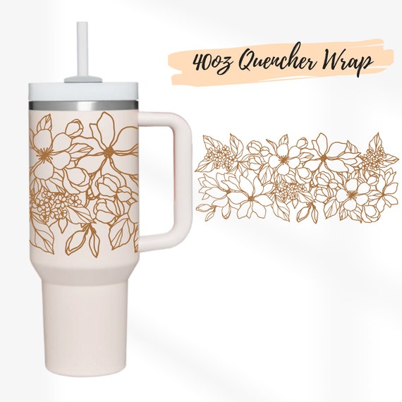 2 Designs 40oz Quencher Stanley Tumbler Wrap Tumbler Boho Line Art