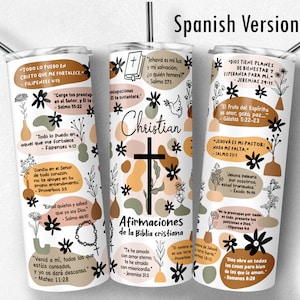 20 25 oz Spanish Skinny Tumbler Sublimation Biblical Affirmations Christian Boho Bible Wrap Inspirational Tumbler png