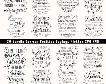 German Positive Sayings SVG Bundle: Inspirational Quotes, Cricut & Silhouette (Digital Download)