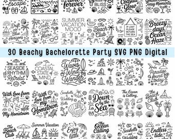 30 Beach Bachelorette Party Bundle SVG PNG (Digital Download)