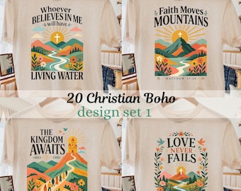 20 Sticker Christian Boho Faith Bible Verse Shirt Design (Digital Download)
