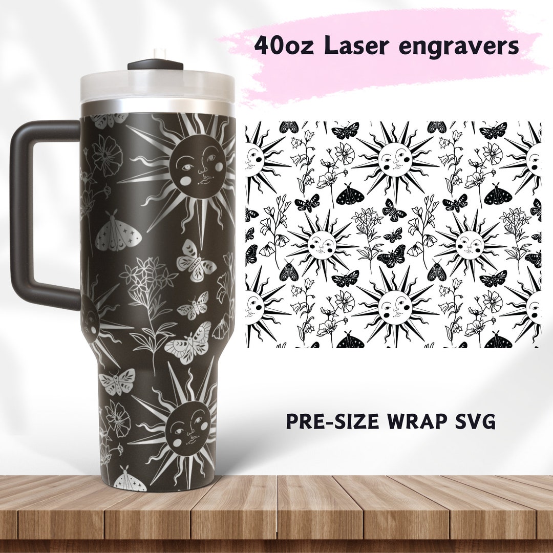Laser Engraved Full Wrap Design for 40oz Flower Sun Butterfly | 40 Oz ...