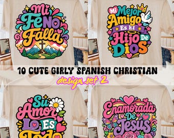 10 Bundle Spanish Christian Bible Verse PNG | Cute Spanish Sayings Set2 (Digital Download)