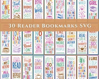 30 bundels bladwijzers SVG Reading Lover (digitale download)