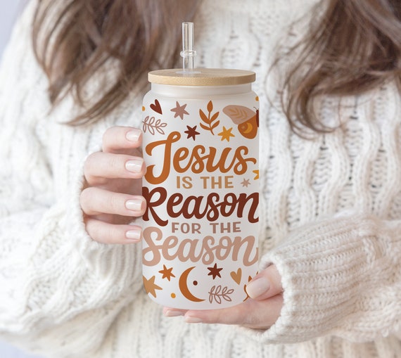 Jesus Fish Libbey Can Glass with Bamboo Lid & Straw Jesus Fish Libbey Can Glass with Bamboo Lid & Straw